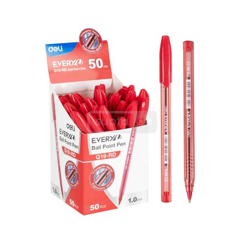 DELI-დელი წითელი კალამი 1,0მმ წვერით Q19-RD 1*25ც